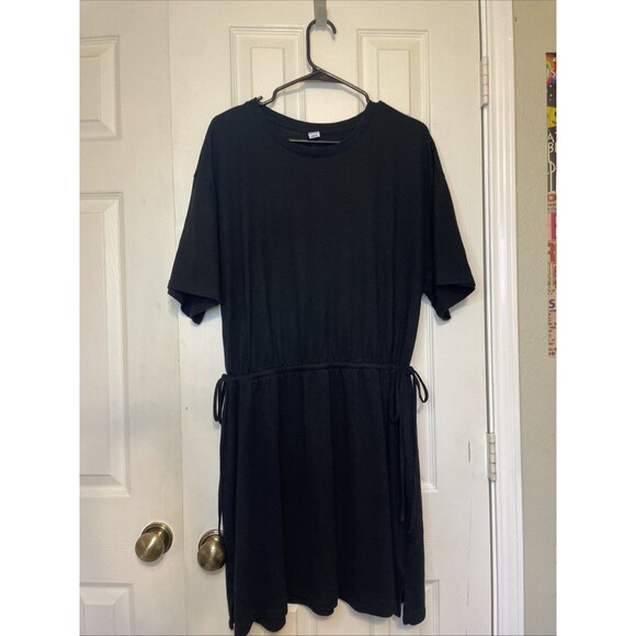Old Navy Dresses & Skirts - Old Navy Black T-Shirt Dress XXL Casual Lounge Fit Adjustable Waist Pockets